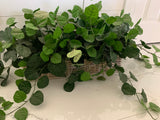 Artificial houseplants in baskets