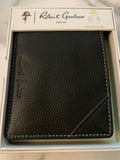 NIB Robert Graham Black Bi-Fold Mens Wallet Multi-Color Stitch