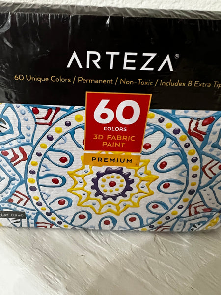 3D Fabric Paint - Set of 60 | Arteza