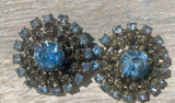 Vintage Blue Rhinestone Bracelet and Clip-on Earrings Set