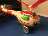 Vintage Tin Toy Friction Ambulance Helicopter in Original Box