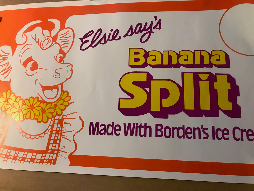 Vintage Elsie Says Banana Split Borden Ice Cream Promo Poster