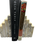 Vintage Marble Alabaster White and Black Bookends