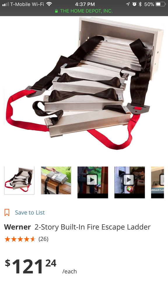 Like New Werner Built in Fire Escape Ladder