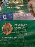 New packages of Men’s Depends XL Maximum Gray