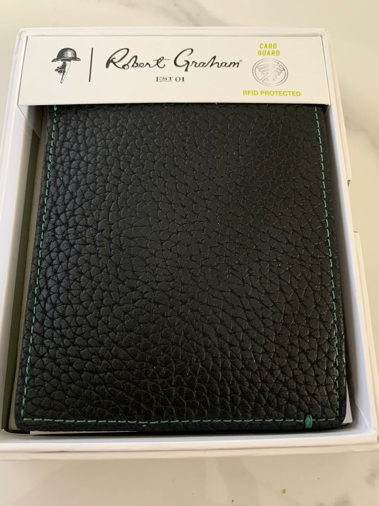 NIB Robert Graham Men’s Black Bi-Fold Wallet Paisley