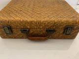Wood and Woven Wicker Decorative Suitcase