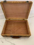 Wood and Woven Wicker Decorative Suitcase